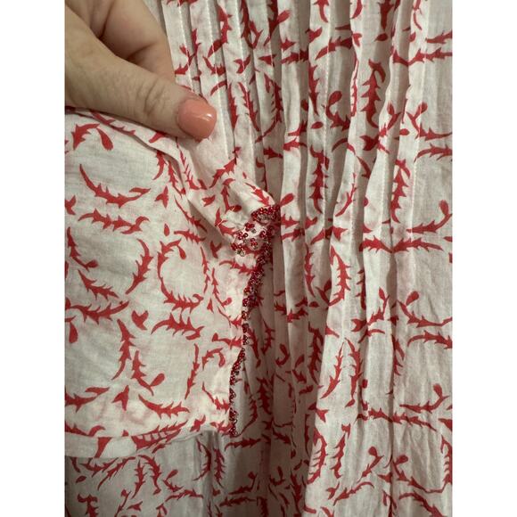 Roberta Roller Rabbit Cotton Blouse Tunic Seed Bead Blouse Size Medium - Picture 6 of 7